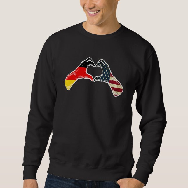 Sweatshirt Germany American USA Flag   USA German Heart (Devant)
