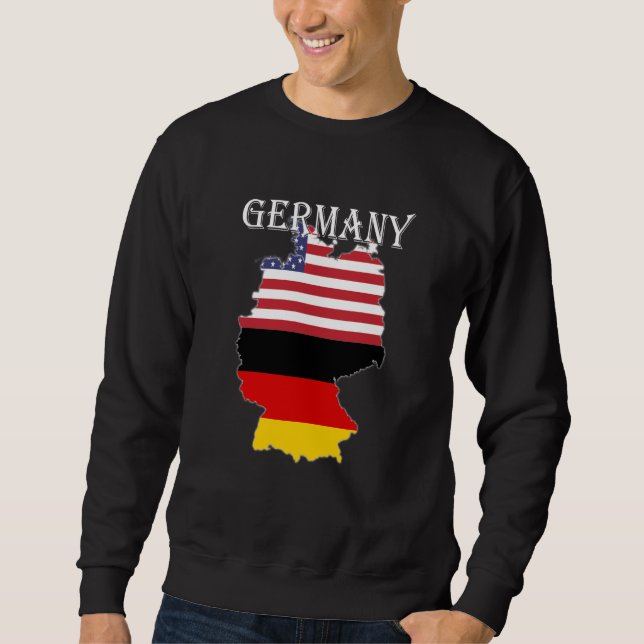 Sweatshirt Germany Flag Map USA Ancestry Expatriate Expat (Devant)