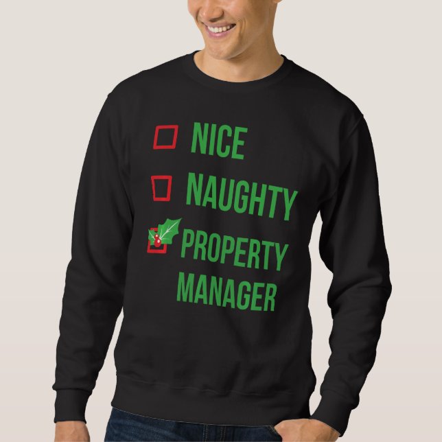 Sweatshirt Gestionnaire de propriétés Funny Pajama Noël (Devant)