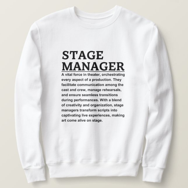 Sweatshirt Gestionnaire d'étape (Design devant)