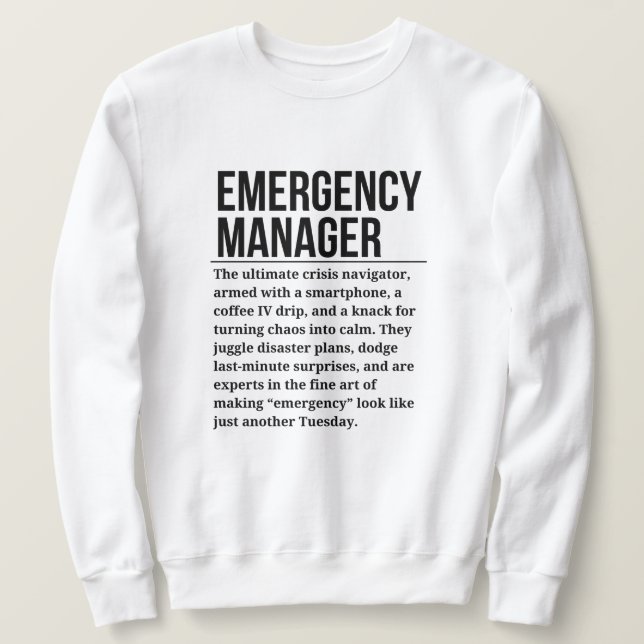 Sweatshirt Gestionnaire d'urgence (Design devant)