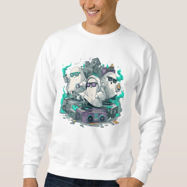 Sweatshirt Ghost DJs Party Art – Funny Hip Hop Ghosts Streetw (Devant)