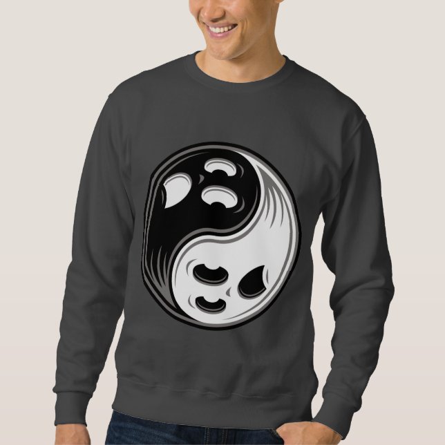 Sweatshirt Ghost Yin Yang Noir et blanc (Devant)