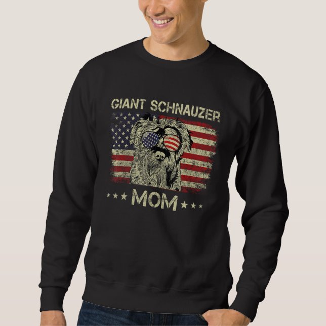 Sweatshirt Giant Schnauzer Mom Dog  American Flag 4th Of July (Devant)