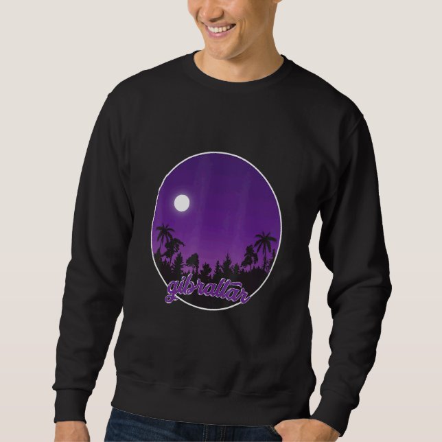 Sweatshirt Gibraltar la nuit avec des palmiers (Devant)