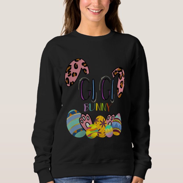 Sweatshirt Gigi Bunny Leopard Rabbit Mommy Grandma Easter Mot (Devant)