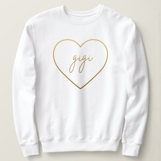 Sweatshirt Gigi Elegant Golden Gradient Heart Grandma Cadeau (Design devant)