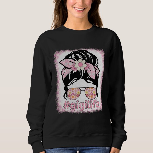 Sweatshirt Gigi Messy Bun Bleaches Groovy Hippie Flower Mothe (Devant)