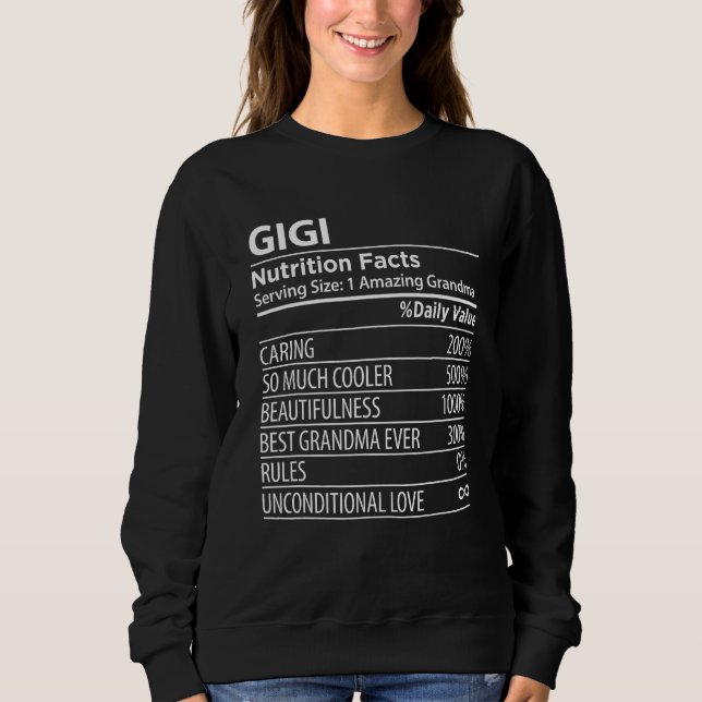 Sweatshirt Gigi Nutrition Facts  Grandma Mothers Day (Devant)