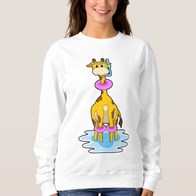 Sweatshirt Girafe à la natation avec anneau de natation (Devant)