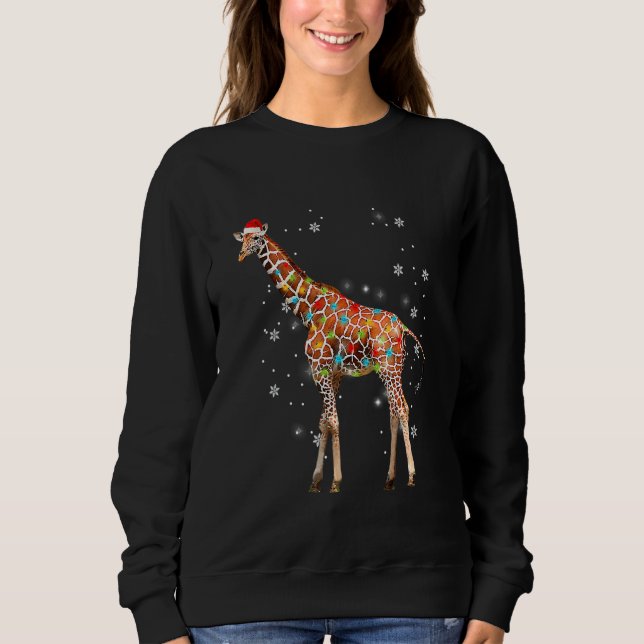 Sweatshirt Girafe Arbre Lumière Noël Pull de Noël Animal   (Devant)