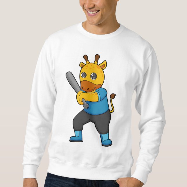 Sweatshirt Girafe au baseball avec une batte de baseball (Devant)