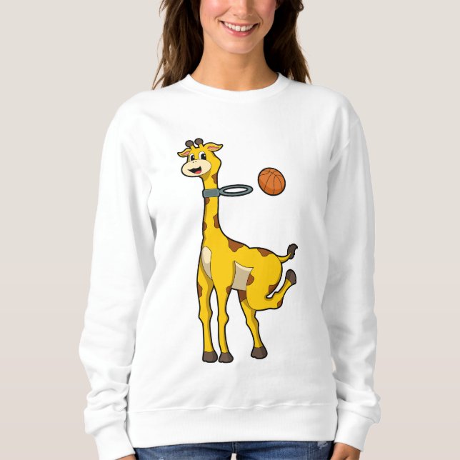 Sweatshirt Girafe au basket-ball avec cerceau de basket-ball (Devant)