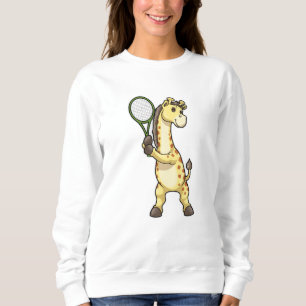 Sweatshirt Girafe au Tennis avec raquette de tennis