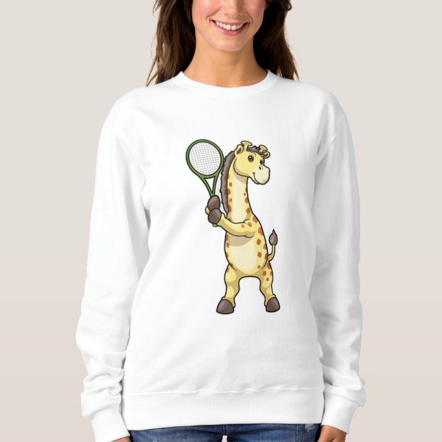 Sweatshirt Girafe au Tennis avec raquette de tennis (Devant)
