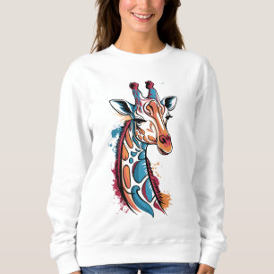 Sweatshirt Girafe Color Splash - Animal Pop Art Abstrait