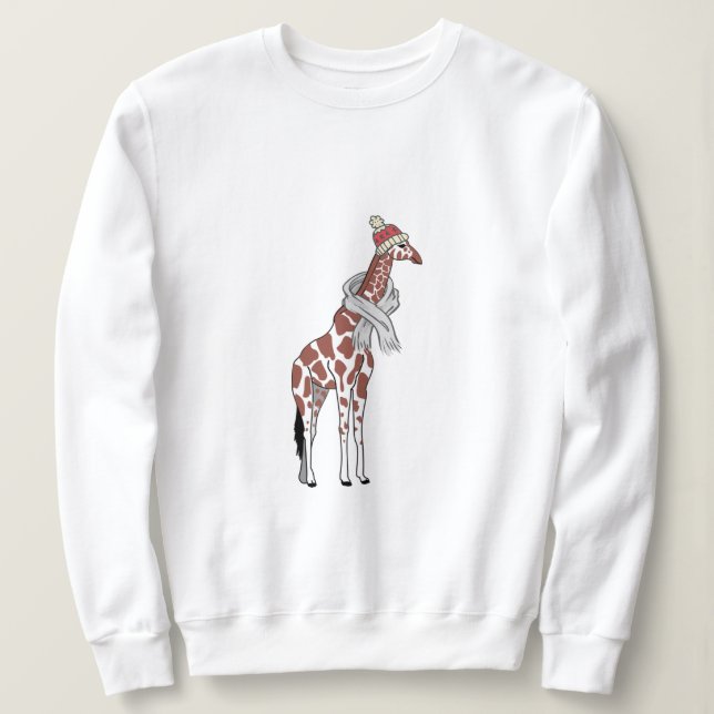 Sweatshirt girafe d'hiver plus (Design devant)