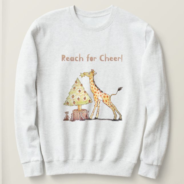 Sweatshirt Girafe mignonne de Noël – Art dessiné à la main (Design devant)