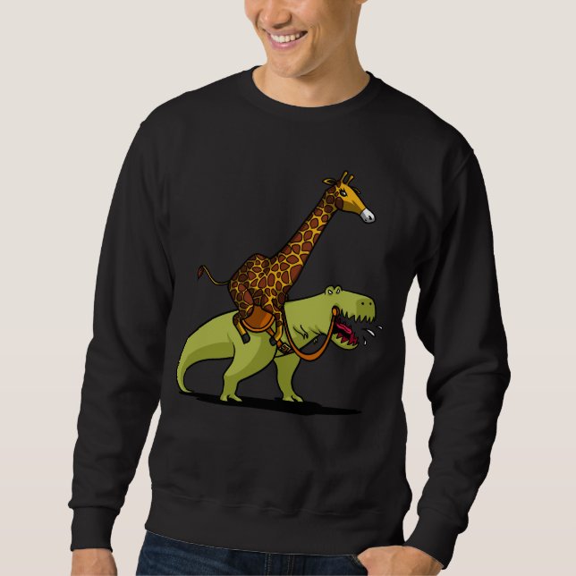 Sweatshirt Girafe montant les animaux drôles de dinosaure de (Devant)
