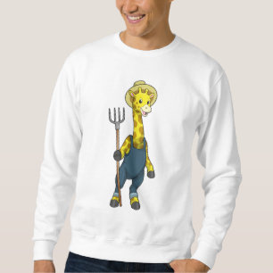 Sweatshirt Giraffe as Farmer with Pitchfork