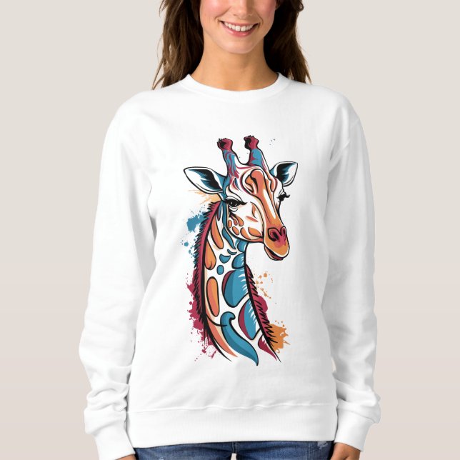 Sweatshirt Giraffe Color Splash - Abstrait Pop Art Animal (Devant)