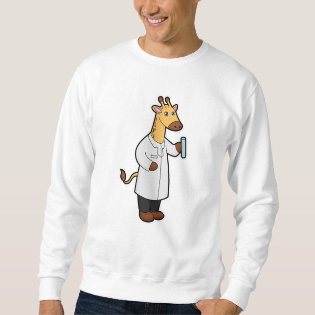 Sweatshirt Giraffe comme docteur avec tube d'essai (Devant)
