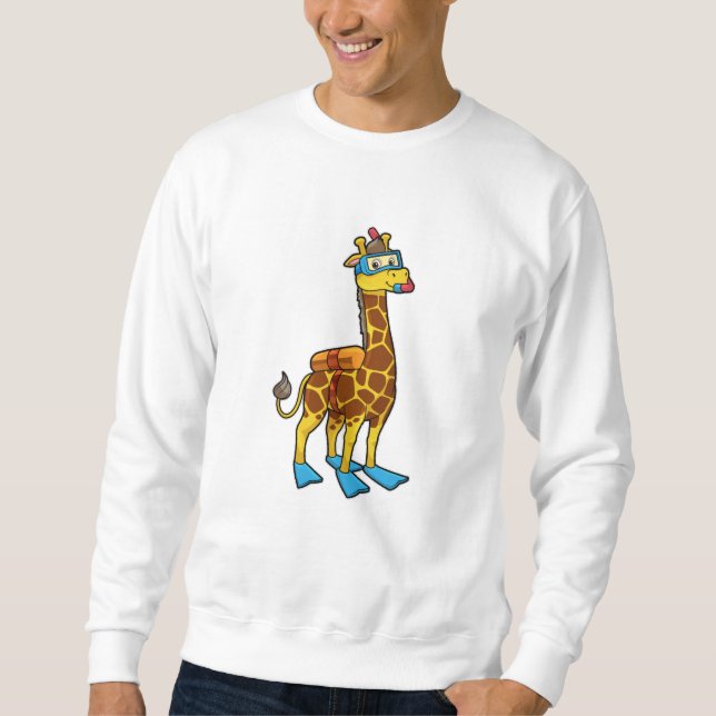 Sweatshirt Giraffe comme plongeur avec lunettes de natation e (Devant)