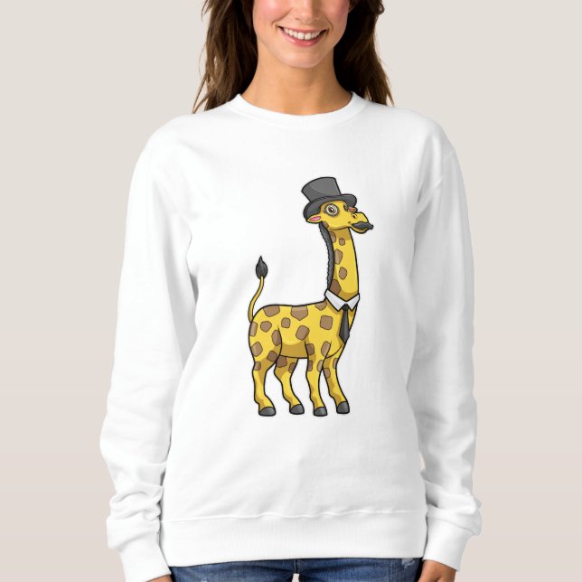 Sweatshirt Giraffe en Gentleman avec Casquette, Cravate et Mo (Devant)