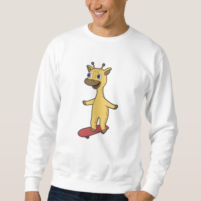 Sweatshirt Giraffe en patinage avec skateboard (Devant)