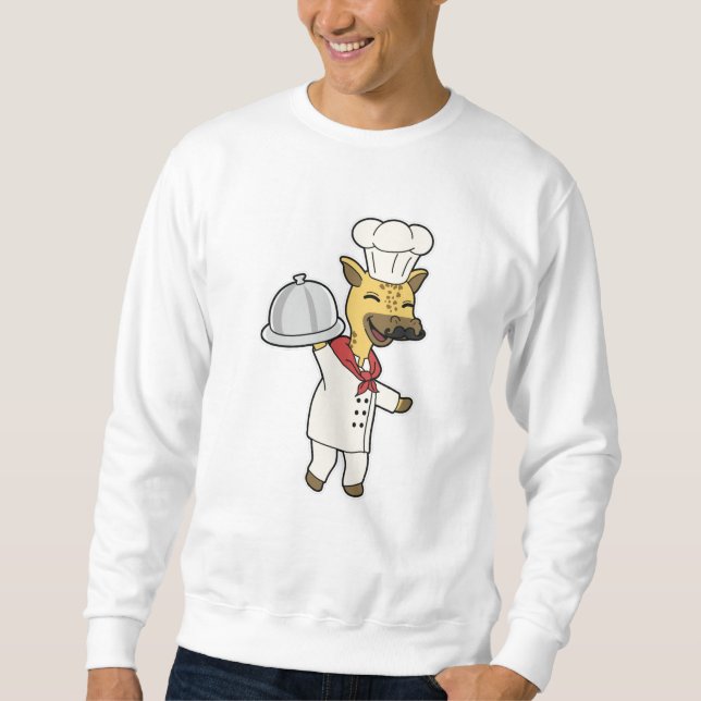Sweatshirt Giraffe en tant que chef avec tablier et plateau d (Devant)
