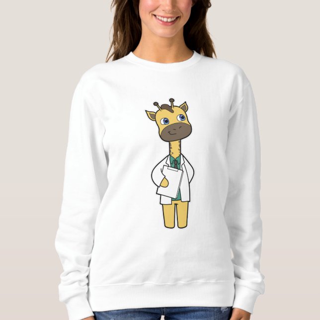 Sweatshirt Giraffe en tant que docteur avec Bloc-notes (Devant)