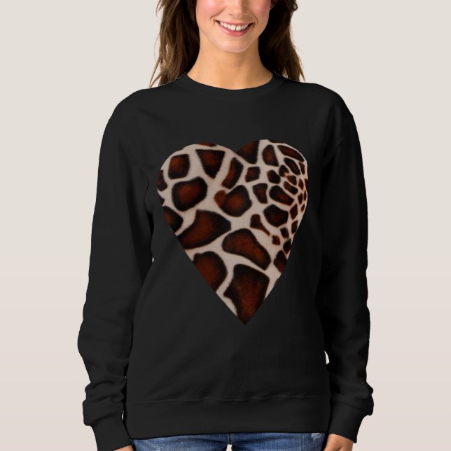 Sweatshirt Giraffe Print Heart Pattern Gift Giraffe Skin (Devant)