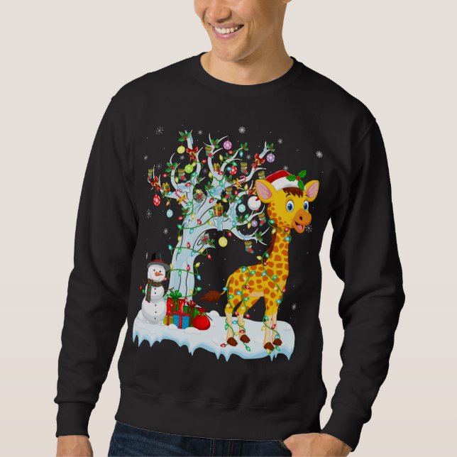 Sweatshirt Giraffe Xmas Élément Arbre Éclairage Giraffe Noël (Devant)
