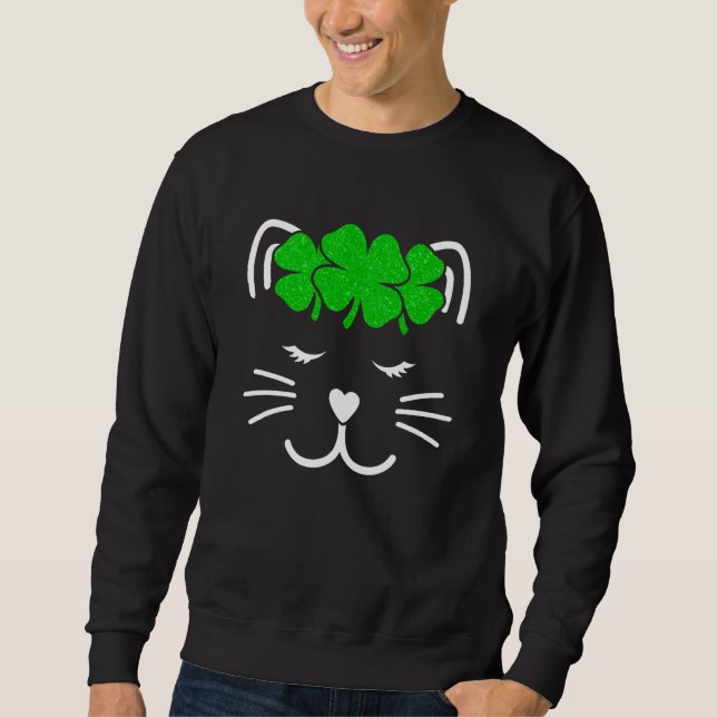 Sweatshirt Girl St Patricks Cute St Patricks Day Cat St Patri (Devant)
