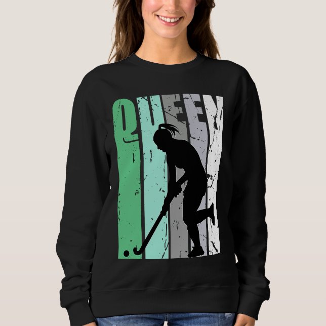 Sweatshirt Girls Hockey Queen Hockey Retro Graphic Motivate (Devant)