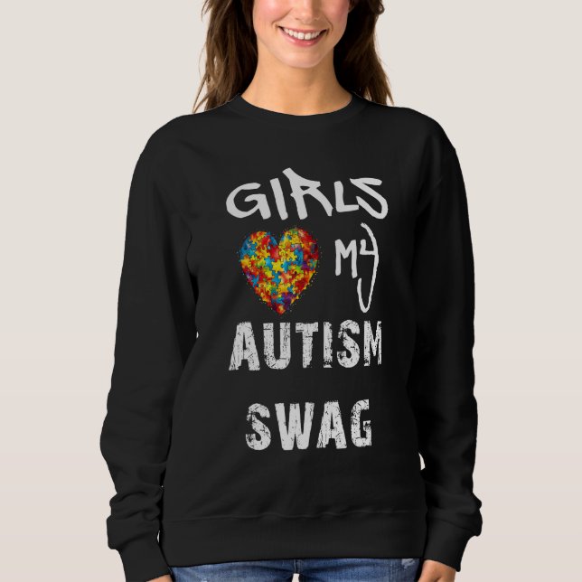 Sweatshirt Girls Love My Autism Swag  Autistic Boy Awareness (Devant)