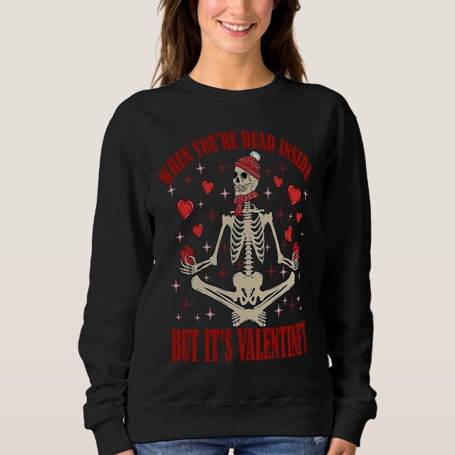 Sweatshirt Girls Valentines Day Hearts Love Skeleton Skulls (Devant)