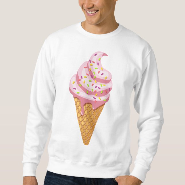 Sweatshirt Glace à la fraise en cône de gaufre avec garniture (Devant)