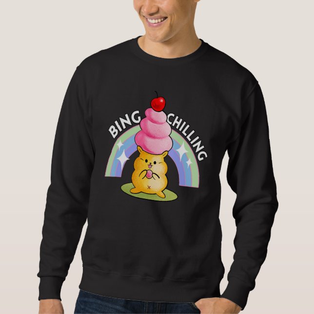 Sweatshirt Glace Bing Chilling Hamster Mème Dank Viral Qu (Devant)
