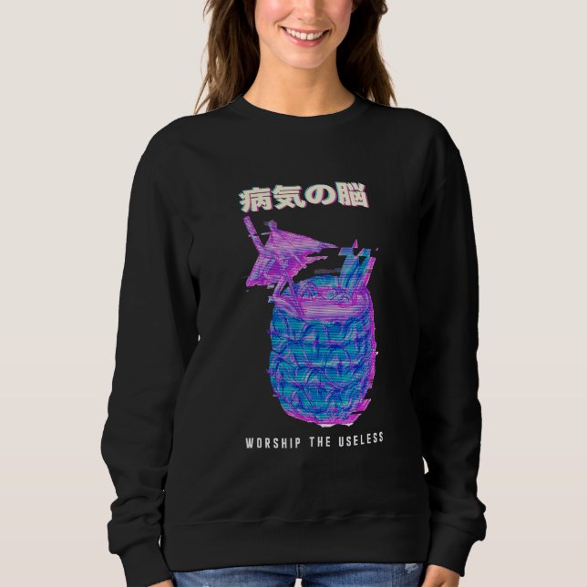 Sweatshirt Glitch esthétique Vaporwave 80s Ananas rétro (Devant)