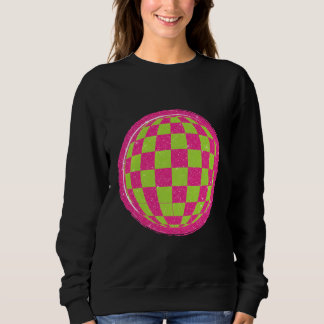 Sweatshirt Globe à carreaux en détresse Y2K Retro Sparkle