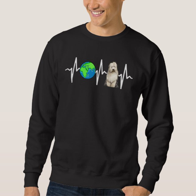 Sweatshirt Globe Planet Earth Old Français Sheepdog Heartbeat (Devant)