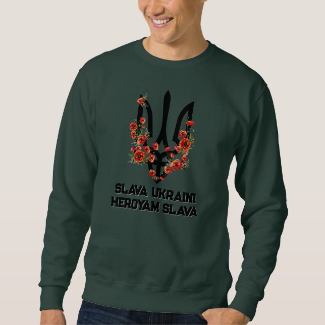 Sweatshirt GLOIRE À L'UKRAINE. GLOIRE AUX HÉROS. Trident. Tri (Devant)