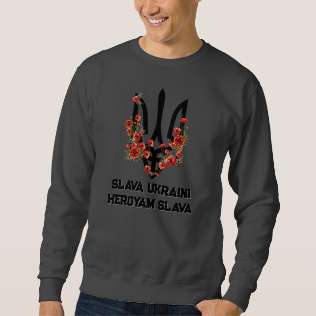 Sweatshirt GLOIRE À L'UKRAINE. GLOIRE AUX HÉROS. Trident. Tri (Devant)
