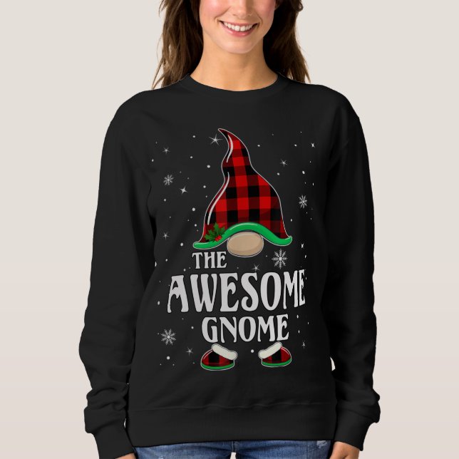 Sweatshirt Gnomé Buffalo Plaid Matching Famille Christ (Devant)