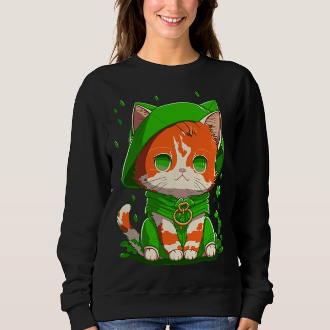 Sweatshirt Gnome Cat St Patricks Day Kids Toddler Girl Boy  2 (Devant)