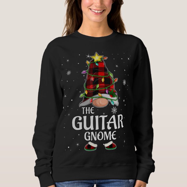 Sweatshirt Gnome de guitare rouge correspondant au pyjama de  (Devant)