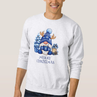 Sweatshirt Gnome de Noël Cozy Blue Chocolat Chaud pour Hommes