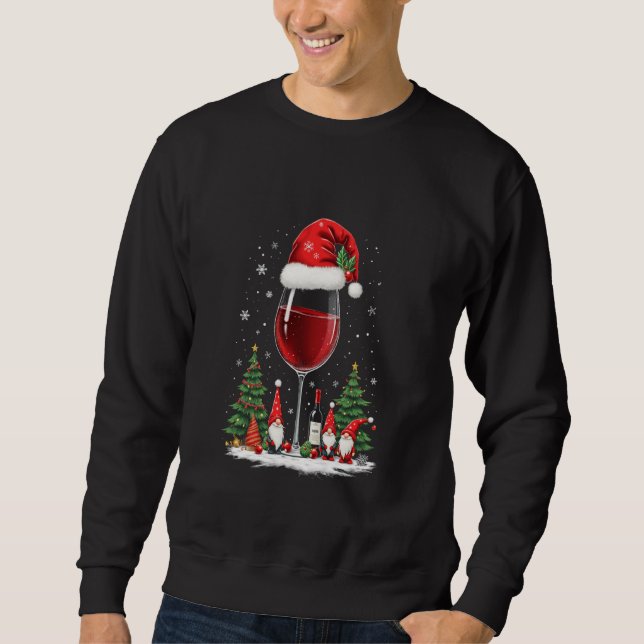 Sweatshirt gnome de verre à vin de Noël (Devant)