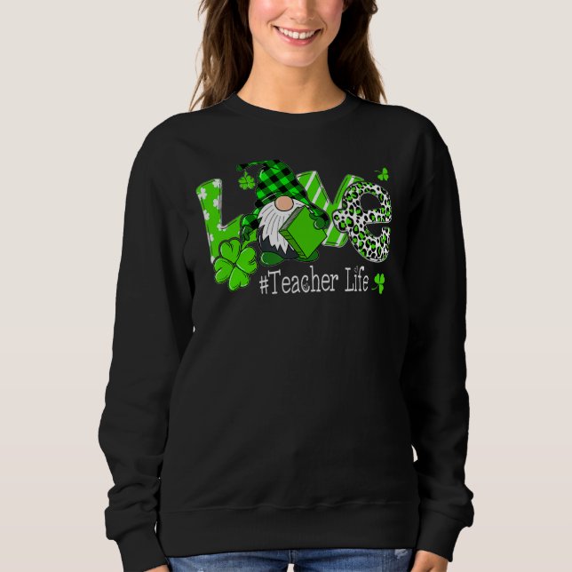 Sweatshirt Gnome Enseignant Jour de la Saint Patrick Amour En (Devant)